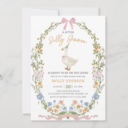グース間抜けフローラベビーシャワー招待状 招待状 (正面)