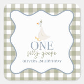 グース間抜けブルーとグリーン スクエアシール (正面)