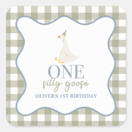 グース間抜けブルーとグリーン スクエアシール