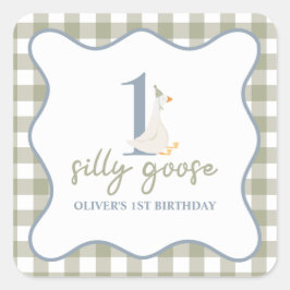 グース間抜けブルーとグリーン スクエアシール