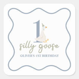 グース間抜けブルーとグリーン スクエアシール