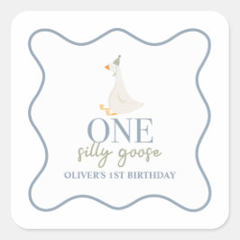 グース間抜けブルーとグリーン スクエアシール