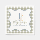 グース間抜けブルーとグリーン スタンダードカクテルナプキン (正面)