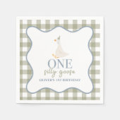 グース間抜けブルーとグリーン スタンダードカクテルナプキン (正面)