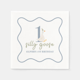 グース間抜けブルーとグリーン スタンダードカクテルナプキン