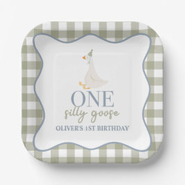 グース間抜けブルーとグリーン ペーパープレート