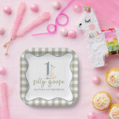 グース間抜けブルーとグリーン ペーパープレート (パーティー)