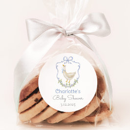 グース間抜けブルーボウ男の赤ちゃんシャワーサンキュー ラウンドシール