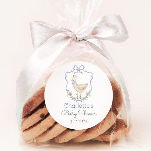 グース間抜けブルーボウ男の赤ちゃんシャワーサンキュー ラウンドシール