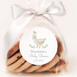 グース間抜けブルーボウ男の赤ちゃんシャワーサンキュー ラウンドシール