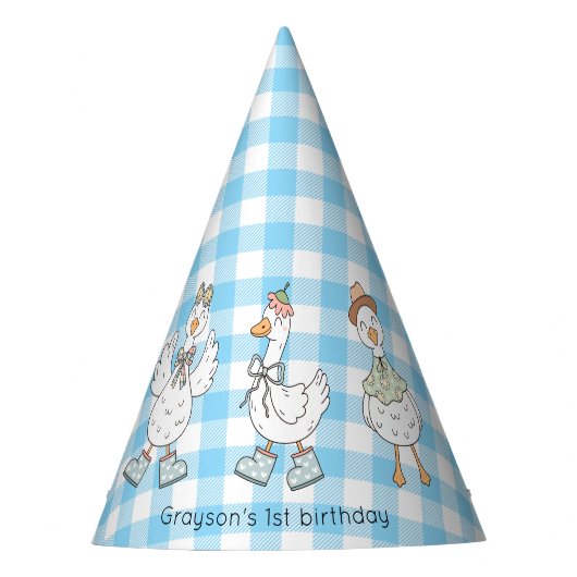 グース間抜けブルー誕生日 パーティーハット (正面)