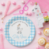 グース間抜けブルー誕生日 ペーパープレート (パーティー)