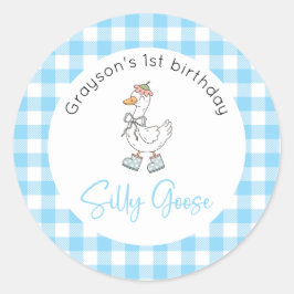 グース間抜けブルー誕生日 ラウンドシール