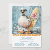 グース間抜けベビーオンボードサマービーチベビーシャワー 招待状 (正面)