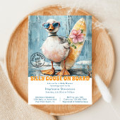 グース間抜けベビーオンボードサマービーチベビーシャワー 招待状