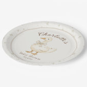 グース間抜けベージュボウヴィンテージベビーシャワー ペーパープレート (アングル)