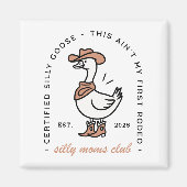 グース間抜けママ女性のカーボーイクおもしろいラブ動物 マグネット (正面)