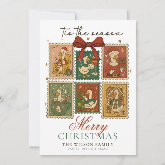 グース間抜けヴィンテージおもしろいメリークリスマス シーズンカード (正面)