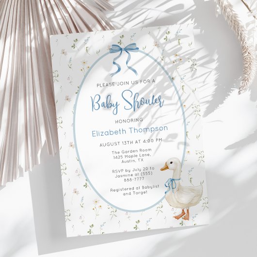 グース間抜けヴィンテージフローラボーイベビーシャワー 招待状