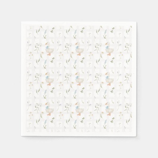 グース間抜けヴィンテージブルーボウフローラベビーシャワー スタンダードカクテルナプキン (正面)