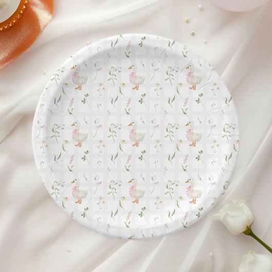 グース間抜けヴィンテージワイルドフラワーガールベイビーシャワー ペーパープレート