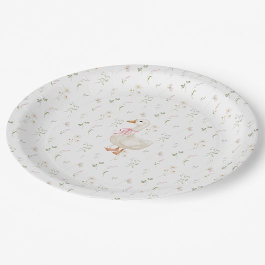 グース間抜けヴィンテージワイルドフラワーガールベイビーシャワー ペーパープレート (アングル)