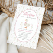 グース間抜けヴィンテージワイルドフラワーガールベイビーシャワー 招待状