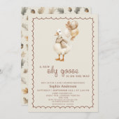 グース間抜け秋男女兼用ベビーシャワー 招待状 (正面/裏面)