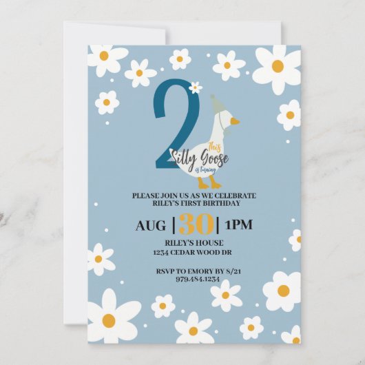 グース間抜け誕生日カード 招待状 (正面)