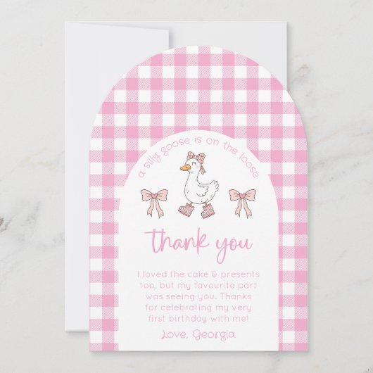 グース間抜け誕生日写真サンキューカード 招待状 (正面)