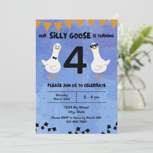 グース間抜け誕生日招待状 招待状 (スタンド正面)
