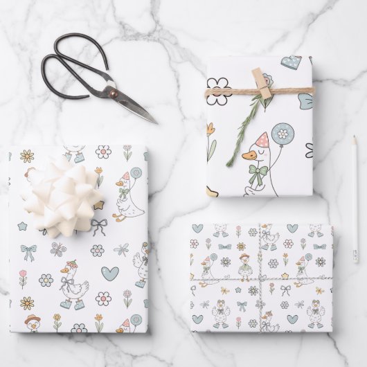 グース間抜け誕生日 ラッピングペーパーシート (正面)