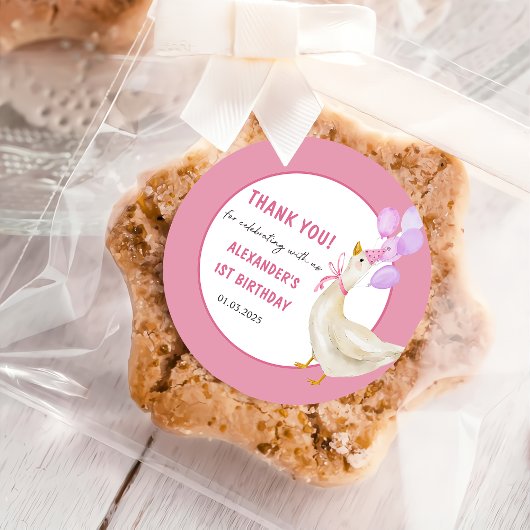 グース間抜け1歳の誕生日パーティークラシックラウンドスティック ラウンドシール