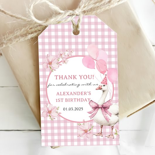 グース間抜け1歳の誕生日パーティー ギフトタグ