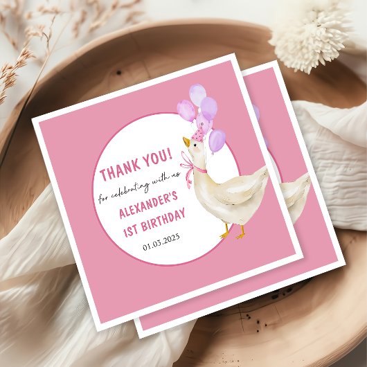 グース間抜け1歳の誕生日パーティー スタンダードカクテルナプキン