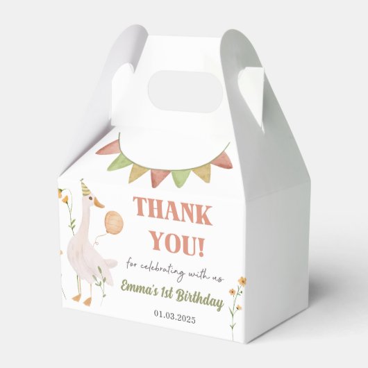 グース間抜け1歳の誕生日パーティー フェイバーボックス (正面サイド)