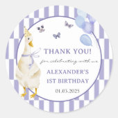 グース間抜け1歳の誕生日パーティー ラウンドシール (正面)