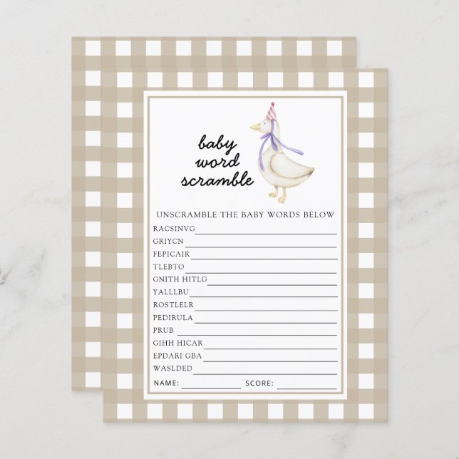 グース間抜け-ベビー単語スクランブルゲーム (正面/裏面)