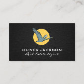 グース飛んでいるアイコンのリネンの背景 名刺 (正面)