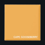 グーズベリー岬の黄色の名前 マグネット<br><div class="desc">グーズベリー岬は、ナイトシェード科の植物で、保護紙の萼の中に実を生やす。ここでは、ベリーの特徴的な暖かい黄色の色が、ノ与えメンカラーの署名の色合いの一つに対応している。</div>