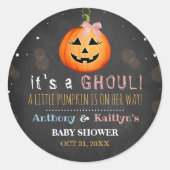 グールだ！リトルカボチャハロウィーンベビーシャワー ラウンドシール (正面)