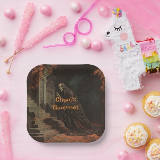 グールのグルメハロウィーンヴィンテージファントムin Crypt ペーパープレート (パーティー)