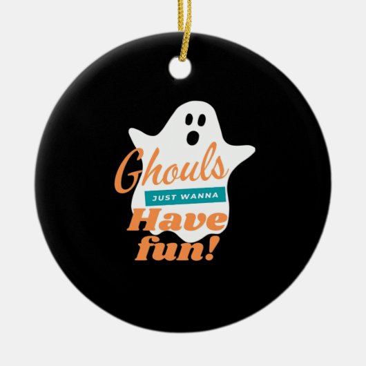 グールは、このハロウィーンのおもしろいを持ちたい セラミックオーナメント (正面)