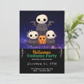 グールズすごいの家族かわいい黒ハロウィーン 招待状 (スタンド正面)