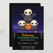 グールズすごいの家族かわいい黒ハロウィーン 招待状 (正面/裏面)