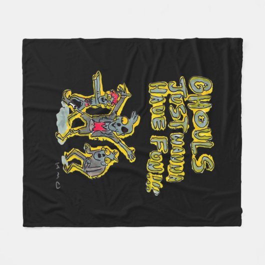 グールズはおもしろいのスローガンを不気味望む フリースブランケット (正面(横))