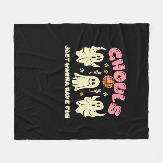 グールズはおもしろいのハロウィーンの衣装を持ちたい フリースブランケット (正面(横))