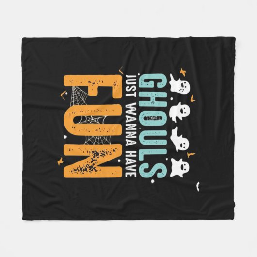 グールズはおもしろいのハロウィーンの衣装を持ちたい フリースブランケット (正面(横))