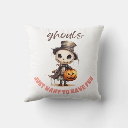 グールズはおもしろいの白いハロウィーンを望む クッション (裏面)