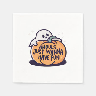 グールズはおもしろいを食べたい – かわいいハロウィーンドードル スタンダードカクテルナプキン